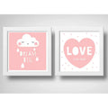 Set 2 Cuadros Dream Big Just Love Frase Dormitorio Infantil Marco Blanco