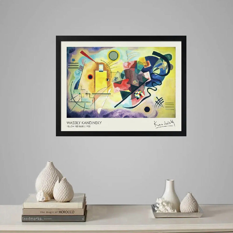Cuadro Kandinsky Abstracto Amarillo Rojo Azul Pinturas Arte Marco Negro