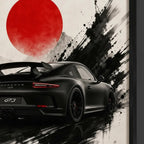 Set 2 Cuadros Porsche 911 Gt3 Auto Deportivo Arte Japones Marco Negro
