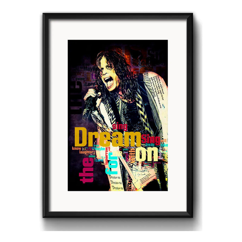 Cuadro Aerosmith Steven Tyler Letra Rock Decoracion Paspartú Marco Negro