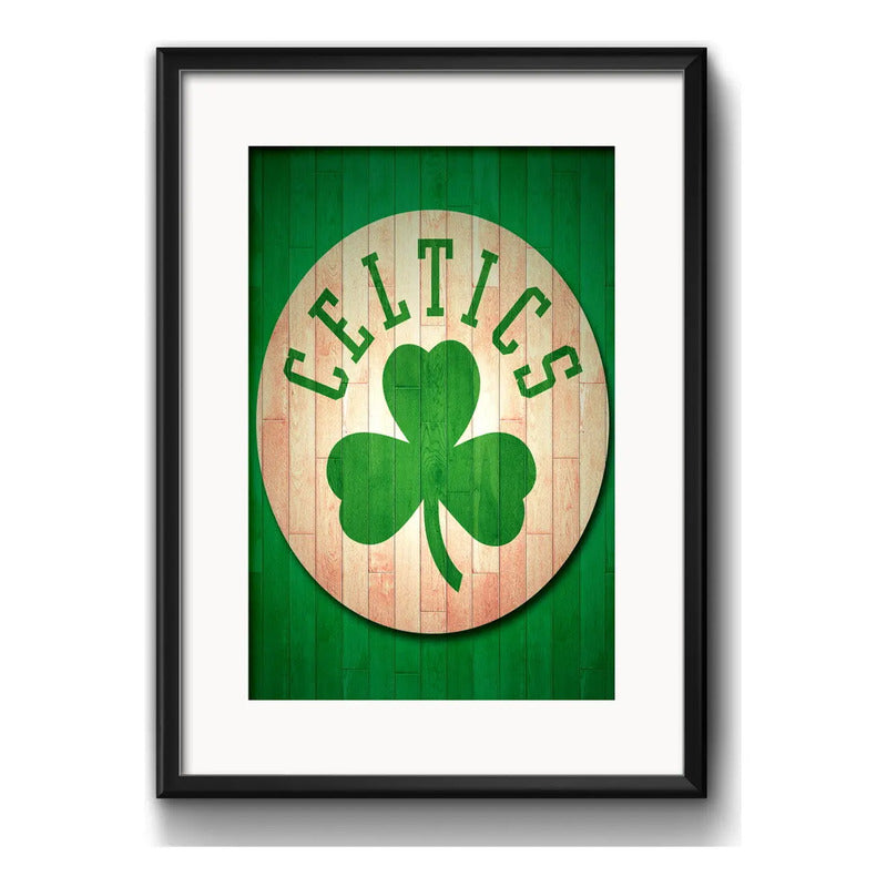 Cuadro Boston Celtics Basket Nba Baloncesto Con Paspartu Marco Negro