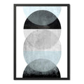 Cuadro Geometrico Abstracto Formas Boho Decoracion Moderna Celeste Azul Con Marco Negro