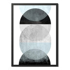 Cuadro Geometrico Abstracto Formas Boho Decoracion Moderna Celeste Azul Con Marco Negro