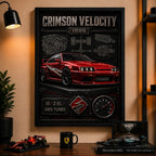 Cuadro Nissan Skyline Auto Deportivo Clásico Arte Efecto 3d Marco Negro