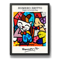 Cuadro Romero Britto Pop Art Gato Feliz Perro Snob Living Marco Negro