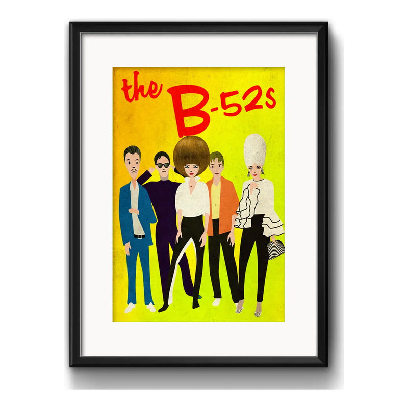 Cuadro The B-52s Banda Rock Pop 80's Decoracion Con Paspartú Marco Negro