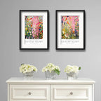 Set 2 Cuadros Gustav Klimt Jardín De Flores Bs1 Con Paspartú Marco Negro