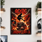 Cuadro Ac/dc Highway To Hell Rock Musica Acdc Art Decoracion Marco Negro