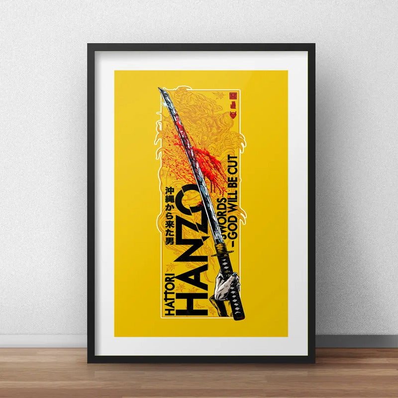 Cuadro Hattori Hanzo Katana Kill Bill Pelicula Con Paspartú Marco Negro