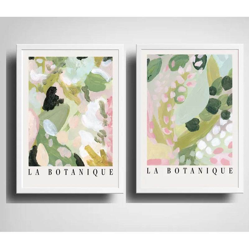 Set 2 Cuadros Dormitorio Living La Botanique Paris Plantas Marco Blanco