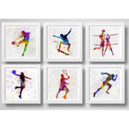 Set 6 Cuadros Deportes Pop Art Futbol Skate Basket Tenis