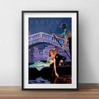 Cuadro Venecia Italia Canales Ciudad Decoracion Con Paspartú Marco Negro