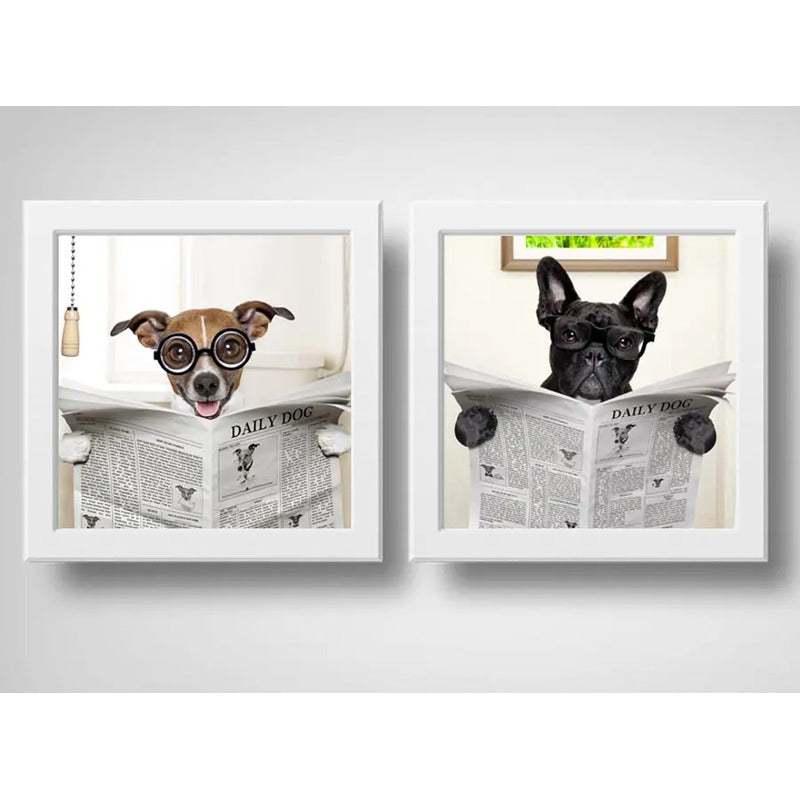 Set 2 Cuadros Perro Baño Mascota Diario Decoracion Pet Brs03