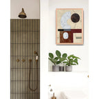 Cuadro Dormitorio Living Boho Abstracto B2 Tono Terroso Oak Marco Marrón Claro