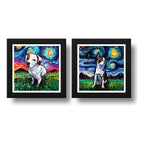 Set 2 Cuadros Perro Van Gogh Pitbull Bulldog Mascota Decor
