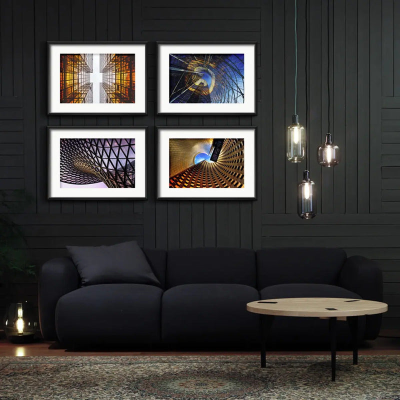 Set 4 Cuadros Arquitectura Moderna Decoracion Con Paspartu