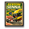 Cuadro Senna The Magic Piloto Auto Formula 1  Casco Retro Marco Negro