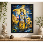 Cuadro Vishnu El Preservador Del Universo India Dios Hindu Marco Negro