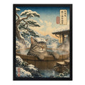 Cuadro Gato Baño Termal Tina Onsen Arte Japones Coleccion Marco Negro