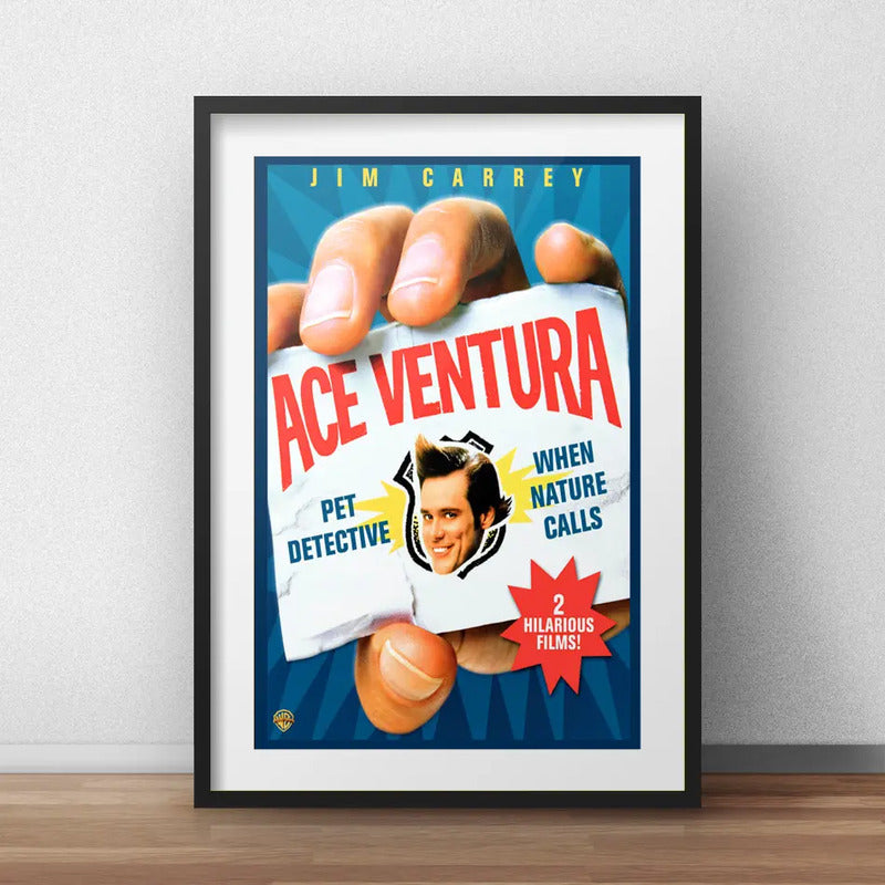 Cuadro Ace Ventura Pet Detective Pelicula Con Paspartú Marco Negro