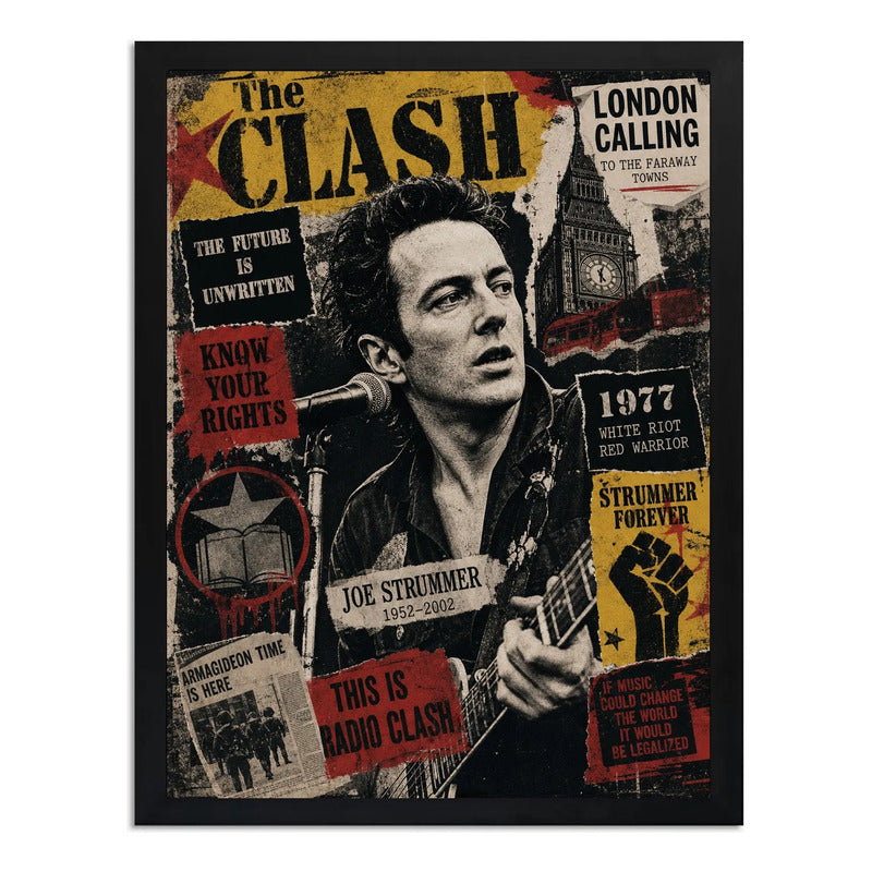 Cuadro The Clash Joe Strummer Forever Punk Rock Arte Vintage Marco Negro