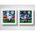 Set 2 Cuadros Perro Van Gogh Pitbull Bulldog Mascota Decor
