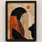 Cuadro Dormitorio Living Boho Abstracto Texturas Bronce Brs1 Marco Negro