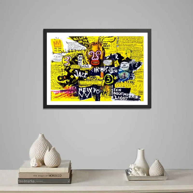 Cuadro Basquiat Arte Urbano Callejera Graffitis Street Art Basquiat Jazz And Revolt Con Marco Negro