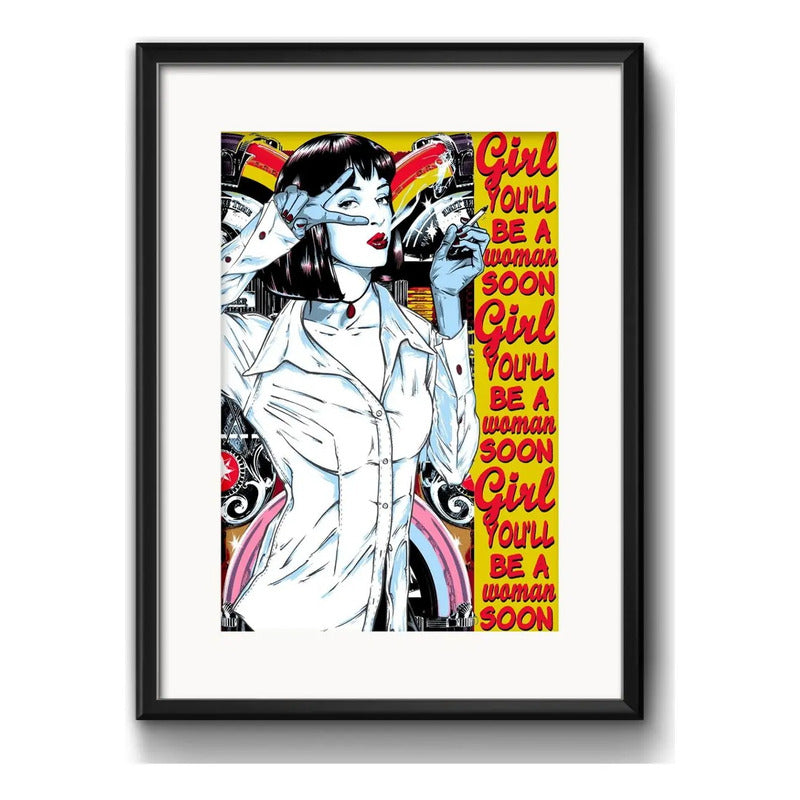 Cuadro Pulp Fiction Letra Tema Pelicula Tarantino Paspartú Marco Negro
