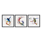 Set 3 Cuadros Skate Surf Futbol Pop Art Deportes Club Gym Marco Negro