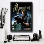 Cuadro Resident Evil Leon Game Retro Playstation Videojuego Marco Negro