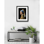 Cuadro La Joven De La Perla De Vermeer 53x43cm Con Paspartú Marco Negro