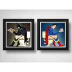 Set 2 Cuadros Batman Superman Baño Héroes Comics Decoracion