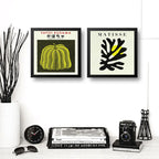 Set 2 Cuadros Yayoi Kusama Henri Matisse Tonos Claro Pastel Marco Negro