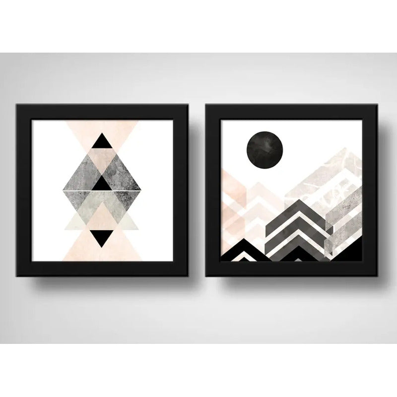 Set 2 Cuadros Geometrico Escandinavo Abstracto Decoracion B3