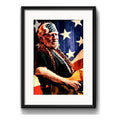 Cuadro Willie Nelson Bandera Estados Unidos Rock C/ Paspartú Marco Negro