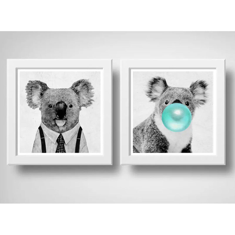 Set 2 Cuadros Koala Chicle Art Moderna Decoracion Dormitorio