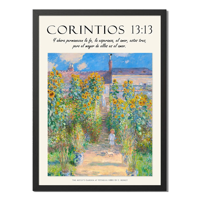 Cuadro Dormitorio Living Versiculo Biblia Corintios 13 Monet Marco Negro