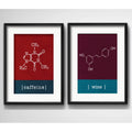 Set 2 Cuadros Formula Quimica Vino Café Cocina Con Paspartu