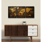 Set 3 Cuadros Mapamundi Mapa Mundo Brs2 Decoracion Oficina Marco Negro