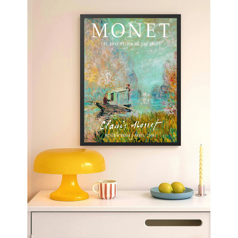 Cuadro Dormitorio Living Claude Monet Barco Estudio El Sena Marco Negro