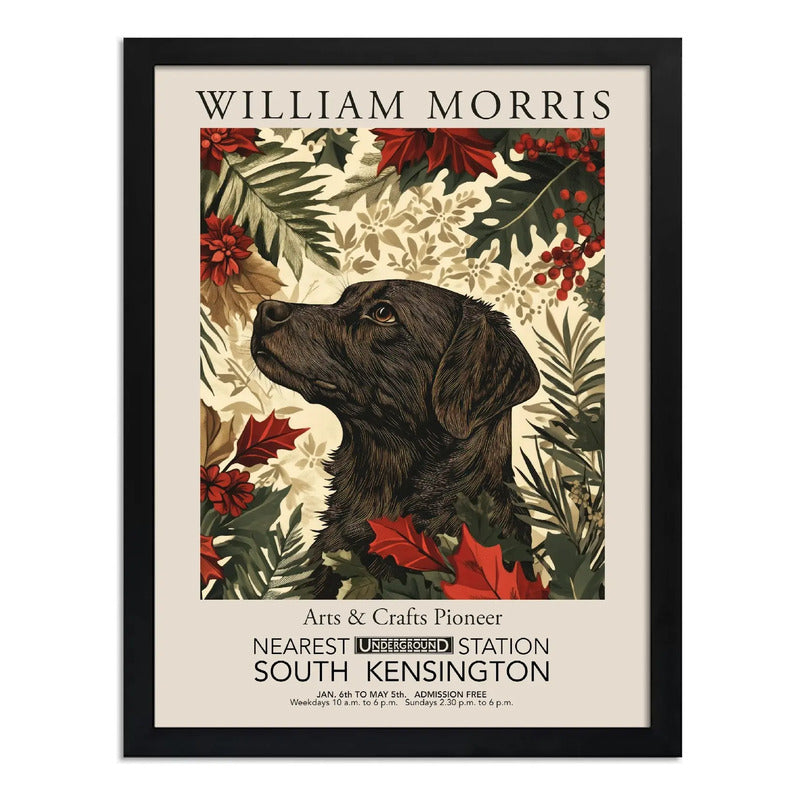Cuadro Perro Botanico Invierno William Morris Art & Craft 7 Marco Negro