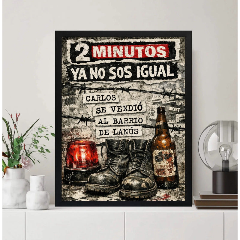 Cuadro 2 Minutos Ya No Sos Igual Letra Arte Punk Rock Musica Marco Negro