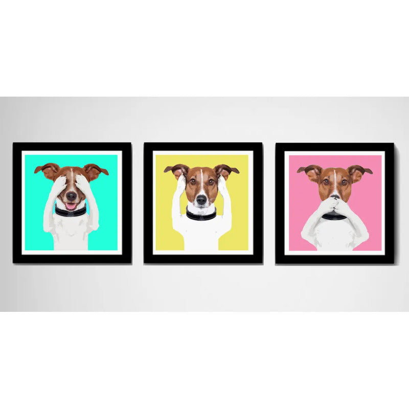 Set 3 Cuadros Perro Pop Art Colores Jack Russell Terrier Pet