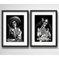 Set 2 Cuadros Catrina Calavera Mexicana Tattoo Con Paspartú