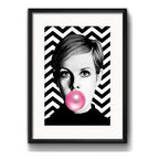 Cuadro Twiggy Chicle Blanco Y Negro Fashion Arte Paspartu