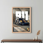 Cuadro Porsche 911 Gt3 Rs Auto Modelo Carrera Marco Oak Marco Marrón Claro