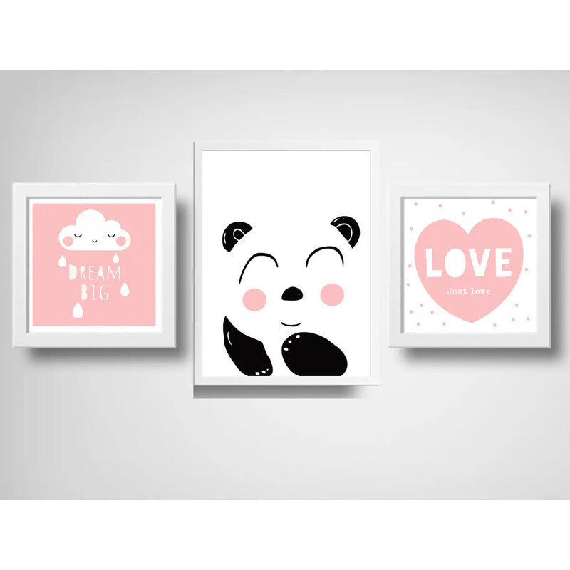 Set 3 Cuadros Dream Big Frase Luna Star Dormitorio Infantil