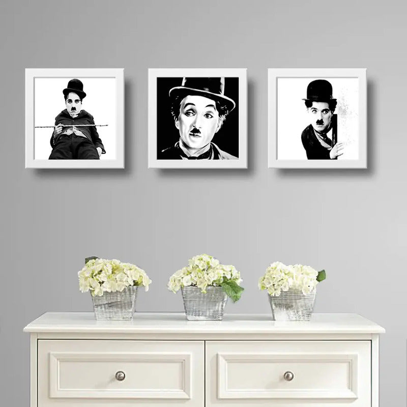 Set 3 Cuadros Charlie Chaplin Pelicula Cine Retro Decoracion