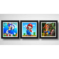 Set 3 Cuadros Sonic Mario Bros Crash Bandicoot Game 33x33cm Marco Negro